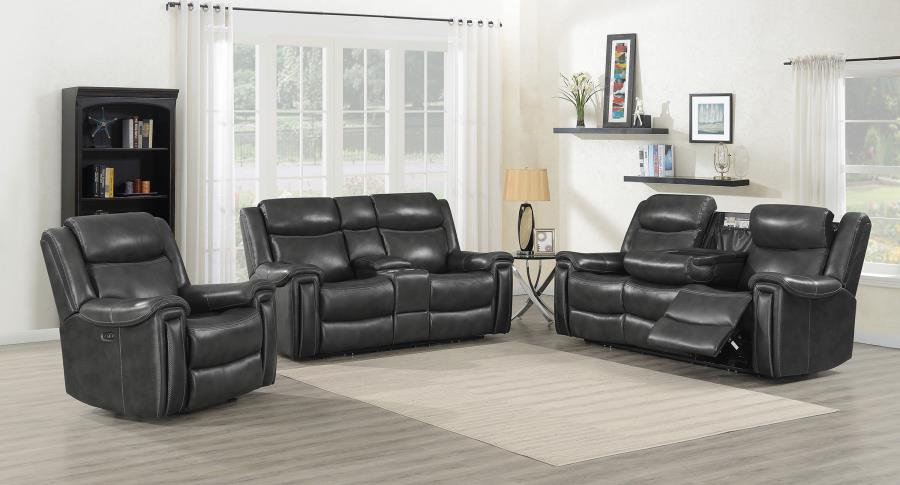 Shallowford - Shallowford 3-piece Power^2 Living Room Set Hand Rubbed Charcoal