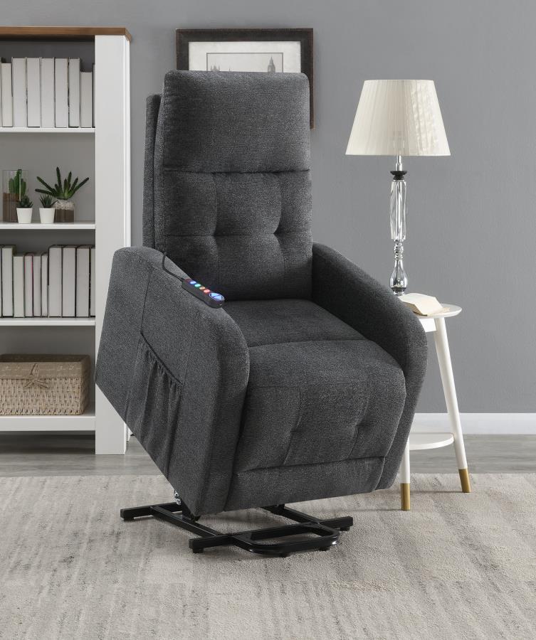 Howie - Howie Tufted Upholstered Power Lift Recliner Charcoal
