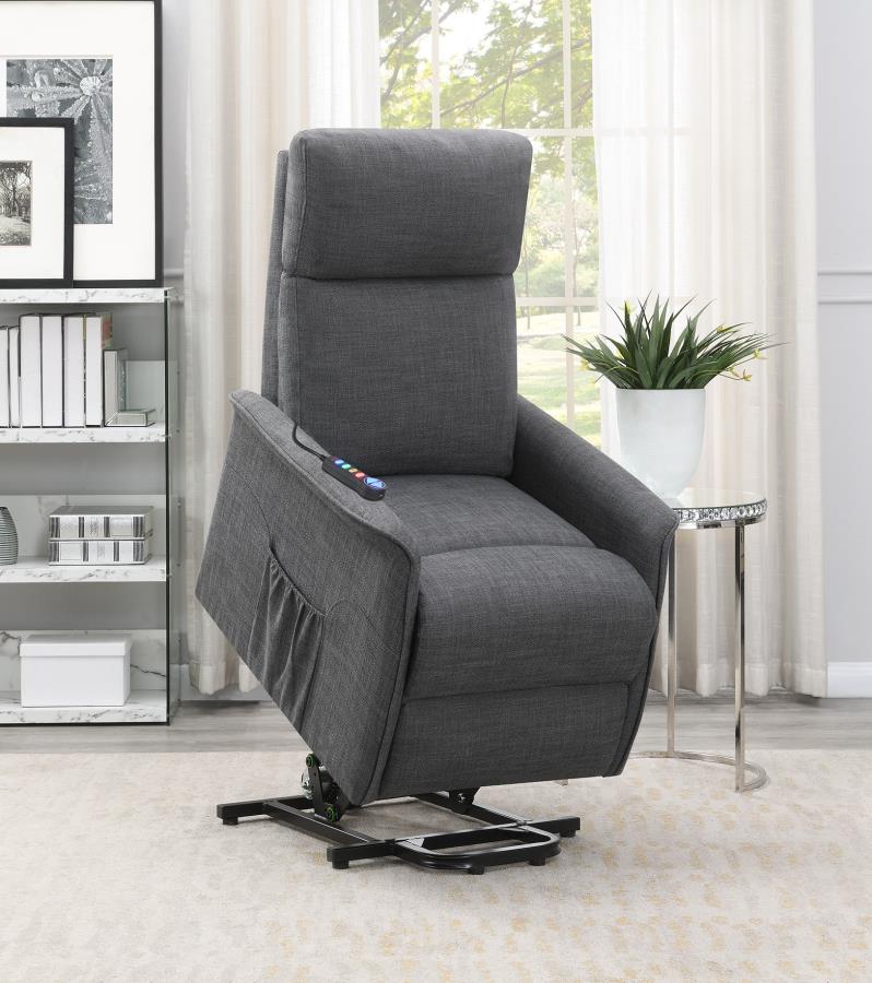 Herrera - Herrera Power Lift Recliner with Wired Remote Charcoal