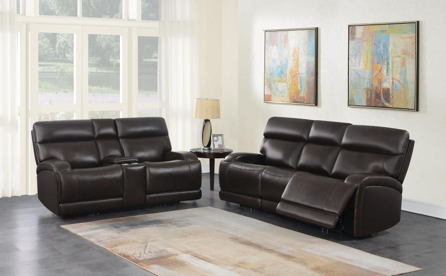 Longport - Longport 2-piece Upholstered Power Living Room Set Dark Brown