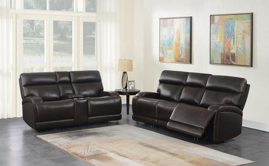 Longport - Longport 2-piece Upholstered Power Living Room Set Dark Brown