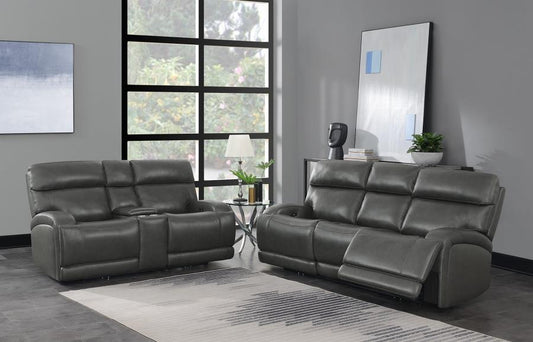 Longport - Longport 2-piece Upholstered Power Living Room Set Charcoal