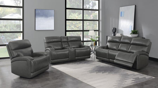 Longport - Longport Upholstered Power Loveseat with Console Charcoal