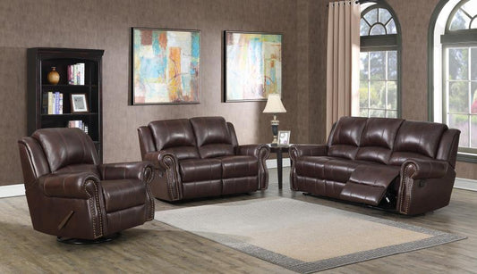 Sir Rawlinson - Sir Rawlinson Nailhead Trim Motion Sofa Dark Brown