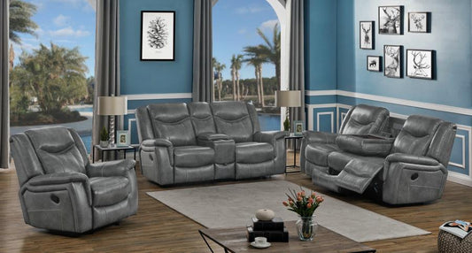 Conrad - Conrad Upholstered Motion Sofa Cool Grey