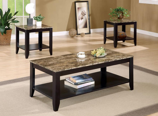 Flores - Flores 3-piece Occasional Table Set with Shelf Cappuccino