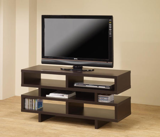 Parker - Parker TV Console with 5 Open Compartments Cappuccino
