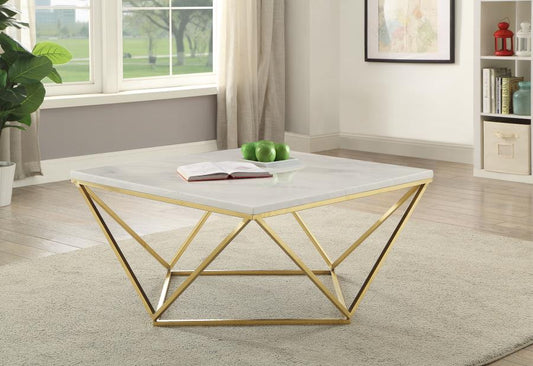 Meryl - Meryl Square Coffee Table White and Gold