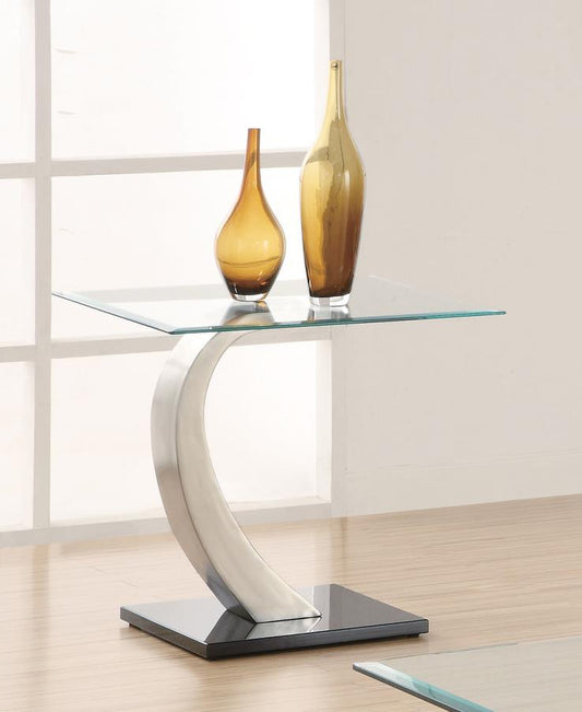 Pruitt - Pruitt Glass Top End Table Clear and Satin