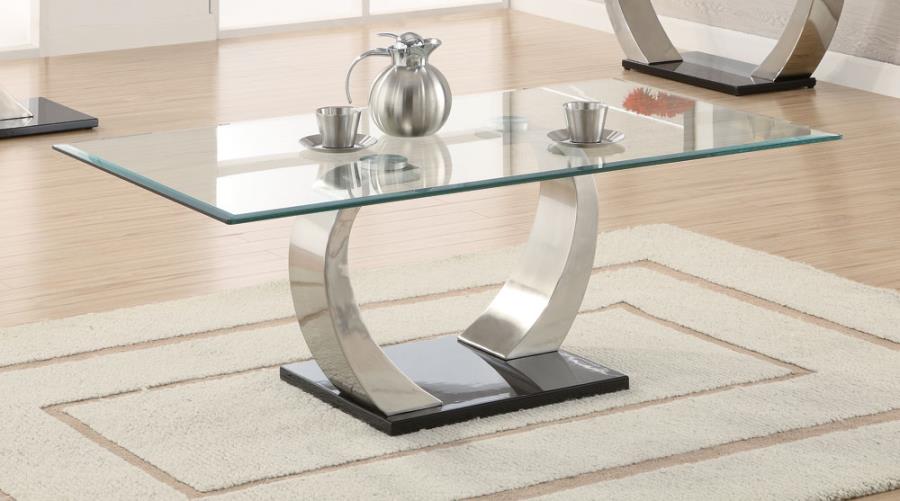 Pruitt - Pruitt Glass Top Coffee Table Clear and Satin