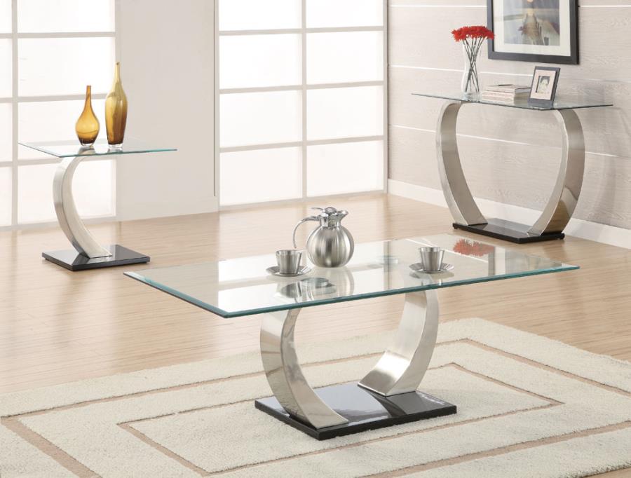 Pruitt - Pruitt Glass Top Coffee Table Clear and Satin