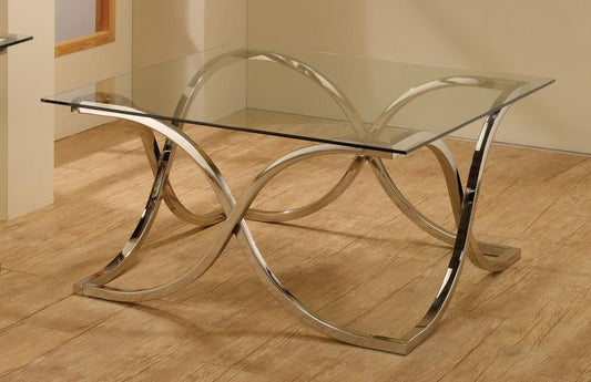 Piper - Piper Curved X-shaped Coffee Table Nickel and Clear