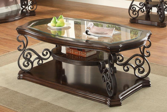 Laney - Laney Coffee Table Deep Merlot and Clear