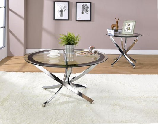 Brooke - Brooke Glass Top End Table Chrome and Black