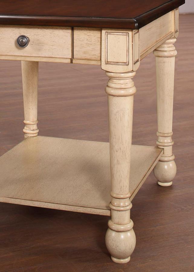 Layla - Layla Rectangular End Table Dark Cherry and Antique White