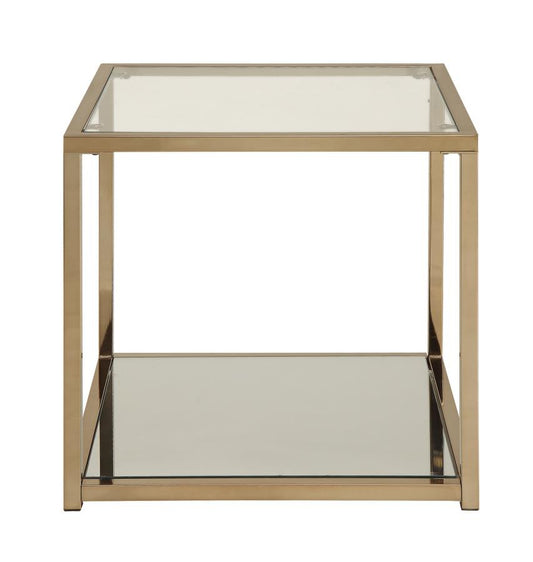 Cora - Cora End Table with Mirror Shelf Chocolate Chrome