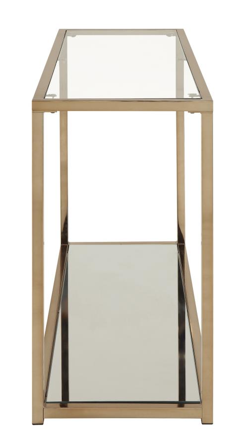 Cora - Cora Sofa Table with Mirror Shelf Chocolate Chrome