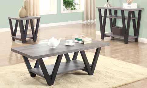 Stevens - Stevens V-shaped Coffee Table Black and Antique Grey
