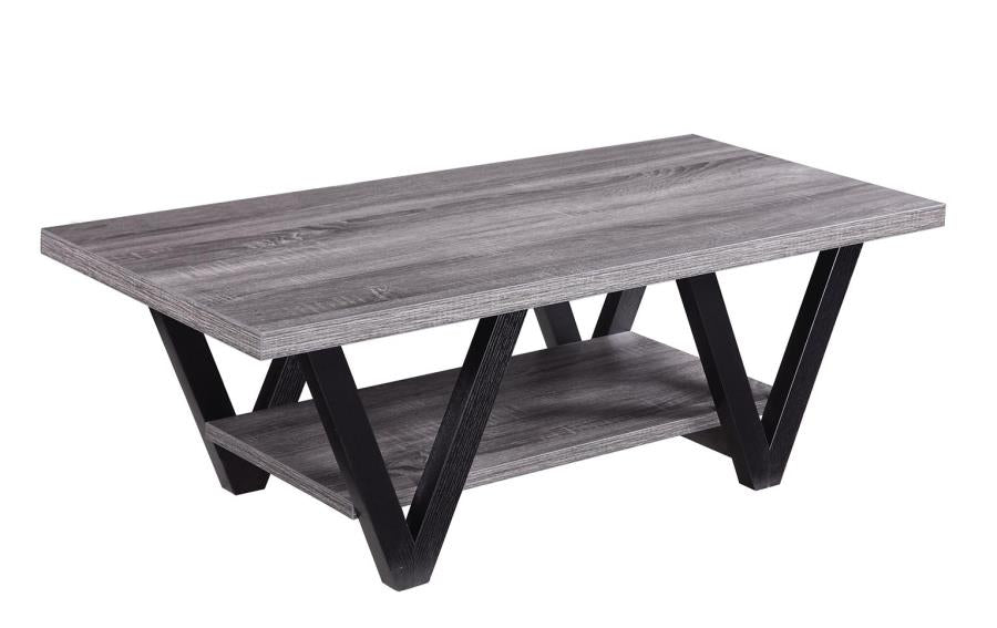 Stevens - Stevens V-shaped Coffee Table Black and Antique Grey