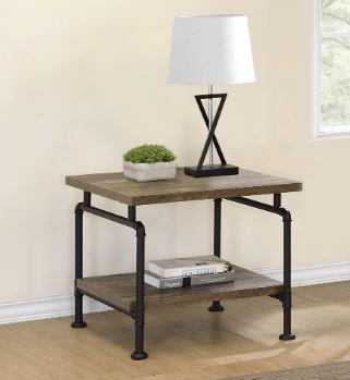 Renton - Renton Shelf Storage End Table Rustic Oak and Black