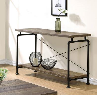 Renton - Renton Shelf Storage Sofa Table Rustic Oak and Black