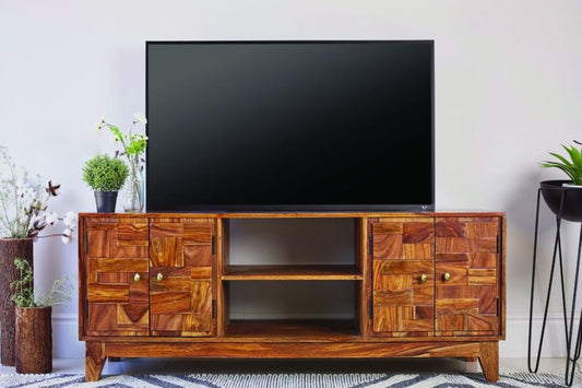 Chole - 4-door TV Console Natural Sheesham