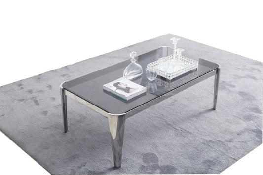 Desmond - Rectangle Glass Top Coffee Table Silver and Grey