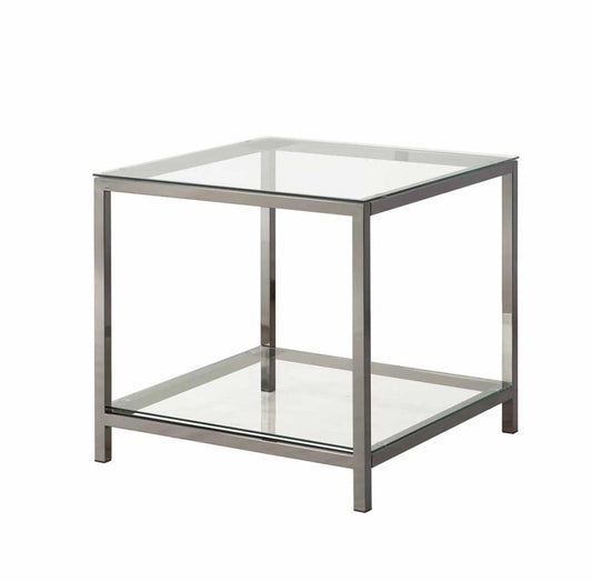 Trini - Trini End Table with Glass Shelf Black Nickel