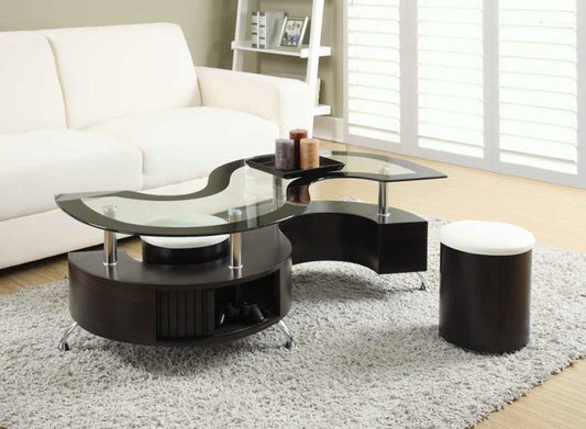 Buckley - Buckley 3-piece Coffee Table and Stools Set Cappuccino