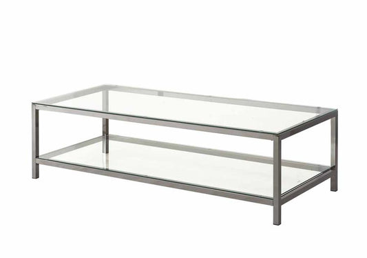 Trini - Trini Coffee Table with Glass Shelf Black Nickel
