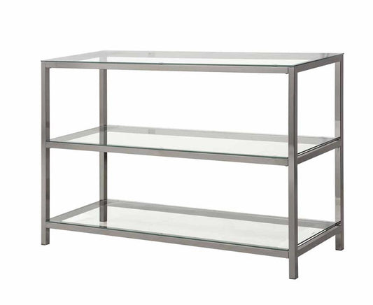 Trini - Trini Sofa Table with Glass Shelf Black Nickel