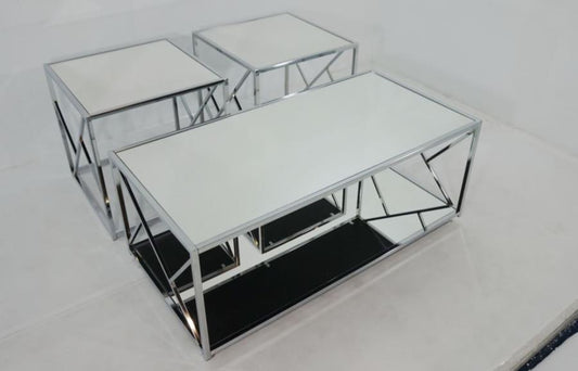 Provins - Provins 3-piece Occasional Table Set Clear Mirror and Chrome