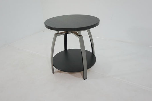 Dacre - Dacre Round End Table Dark Grey and Black Nickel