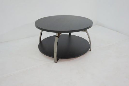 Dacre - Dacre Round Coffee Table Dark Grey and Black Nickel