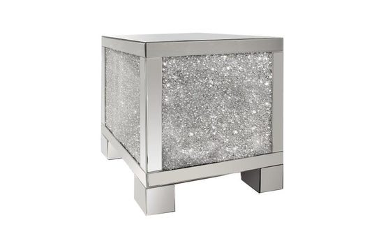 Gillian - Gillian Square End Table Silver and Clear Mirror