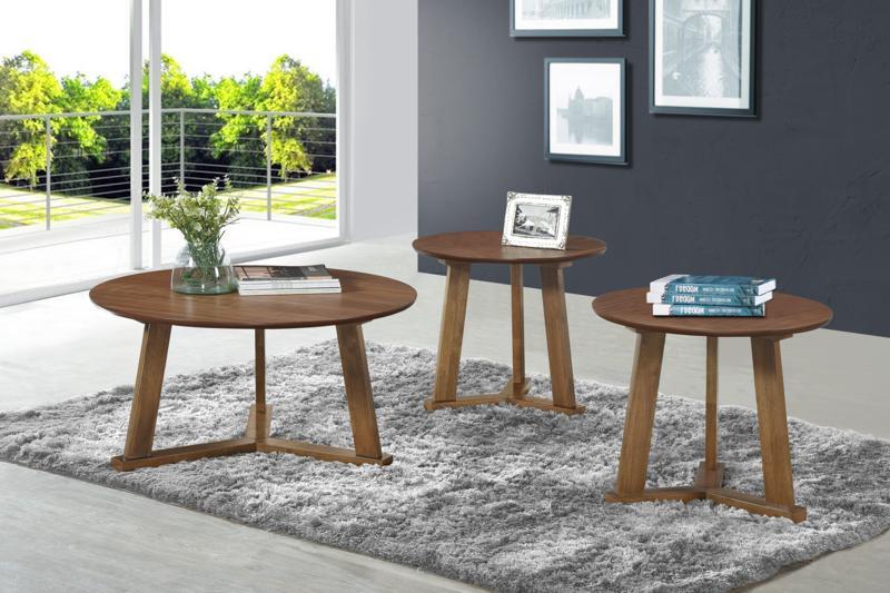 Calvin - Calvin 3-piece Round Occasional Table Set Natural Walnut