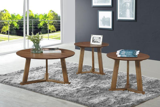 Calvin - Calvin 3-piece Round Occasional Table Set Natural Walnut