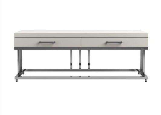 Dalya - Dalya 2-drawer Rectangular Coffee Table Glossy White and Chrome
