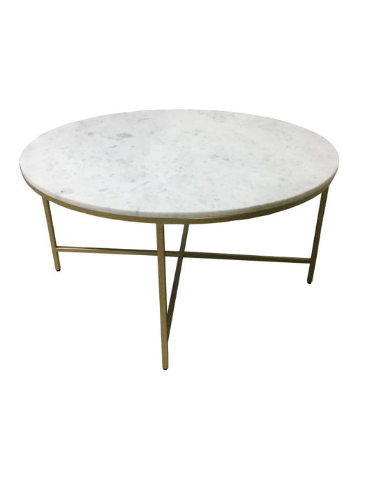 Ellison - Ellison Round X-cross Coffee Table White and Gold