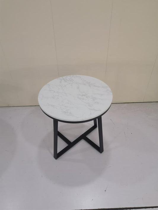 Hugo - Hugo Metal Base Round End Table White and Matte Black