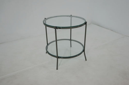 Laurie - Laurie Round Glass Top End Table Black Nickel and Clear