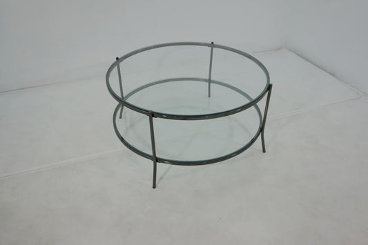 Laurie - Laurie Glass Top Round Coffee Table Black Nickel and Clear
