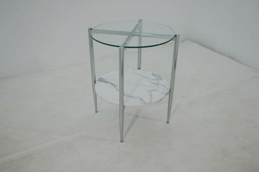 Cadee - Cadee Round Glass Top End Table Clear and Chrome