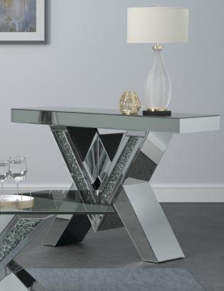 Taffeta - Taffeta V-shaped Sofa Table with Glass Top Silver