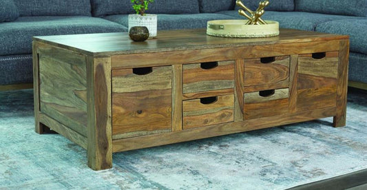 Esther - Esther 6-drawer Storage Coffee Table Natural Sheesham