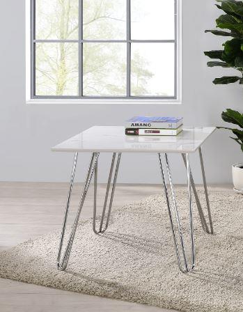 Harley - Harley Hairpin Leg Square End Table White and Chrome