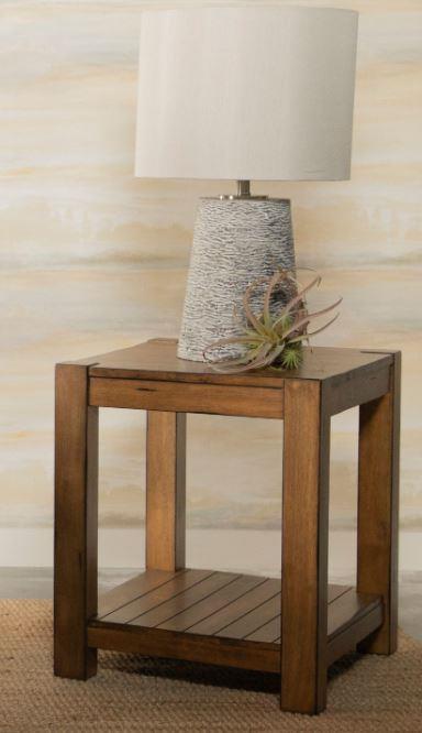 Isaiah - Rectangular End Table with Lower Shelf Rustic Brown