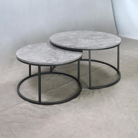 Lainey - Lainey Round 2-piece Nesting Coffee Table Grey and Gunmetal