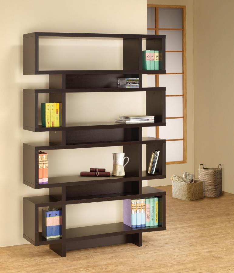 Reid - Reid 4-tier Open Back Bookcase Cappuccino