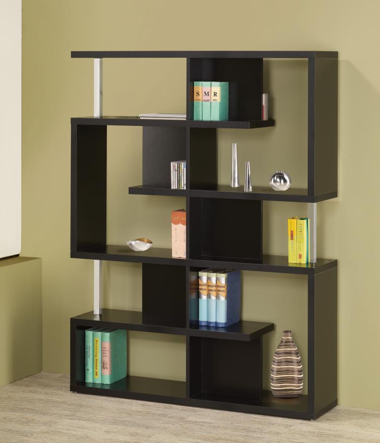 Hoover - Hoover 5-tier Bookcase Black and Chrome